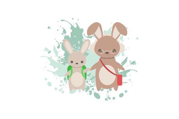 Bunny Grandma and Bunny Child at School - Crafts & Animals