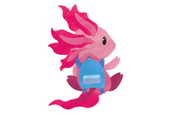 Cute Axolotl with Backpack Watercolor for Crafts and School Amp Projects