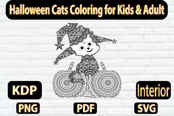 Cute Halloween Cats Coloring Page Graphics