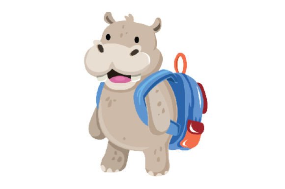 Cute Hippo with Backpack: A Versatile Graphic Design Asset for School Amp Crafts