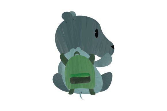 Cute Hippo with Backpack Watercolor for Crafts and School Amp