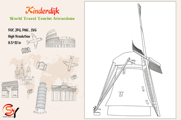 Kinderdijk Graphics and Coloring Pages Amp