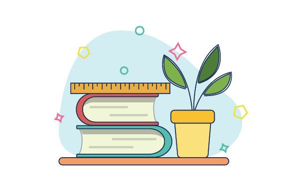Ruller on Top of Books – A Versatile Graphic Design Asset for Crafts and School Amp Projects