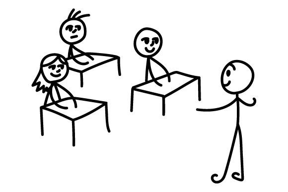 Stick Man Teacher with Students