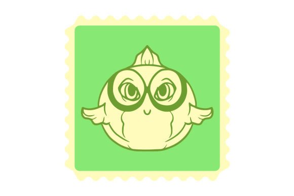 Vintage Postal Stamp - Cute Tuna Fish, Kawaii School of Fish